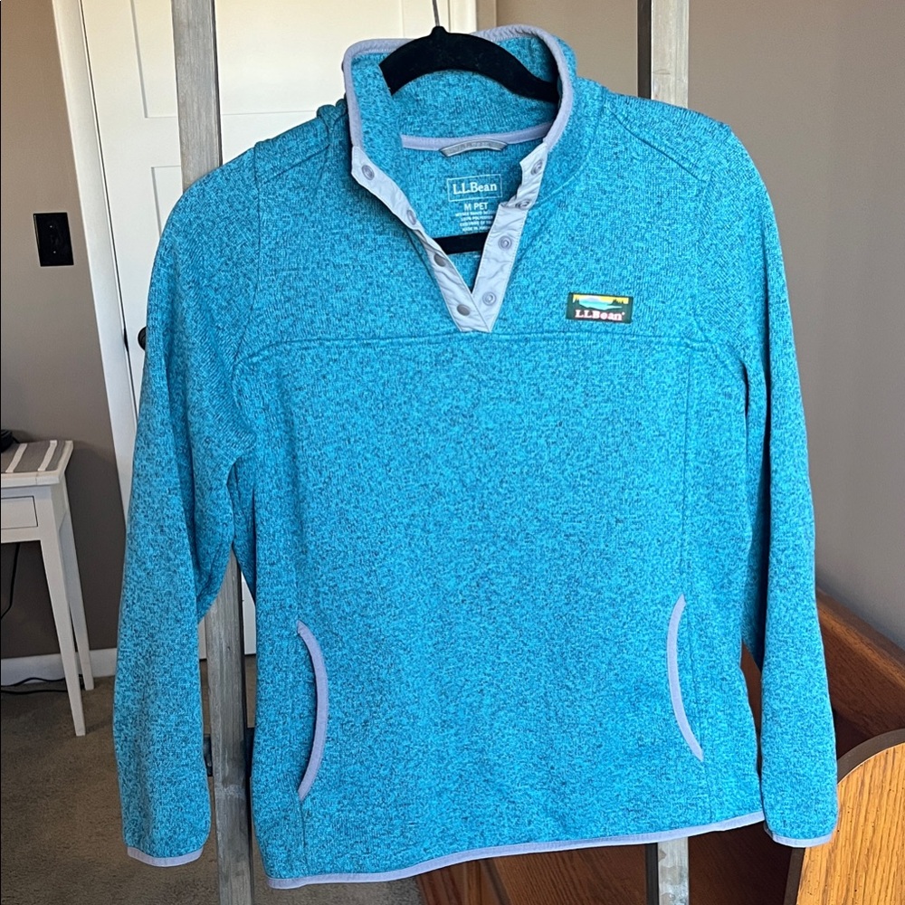 L.L. Bean Teal Button-Up Fleece